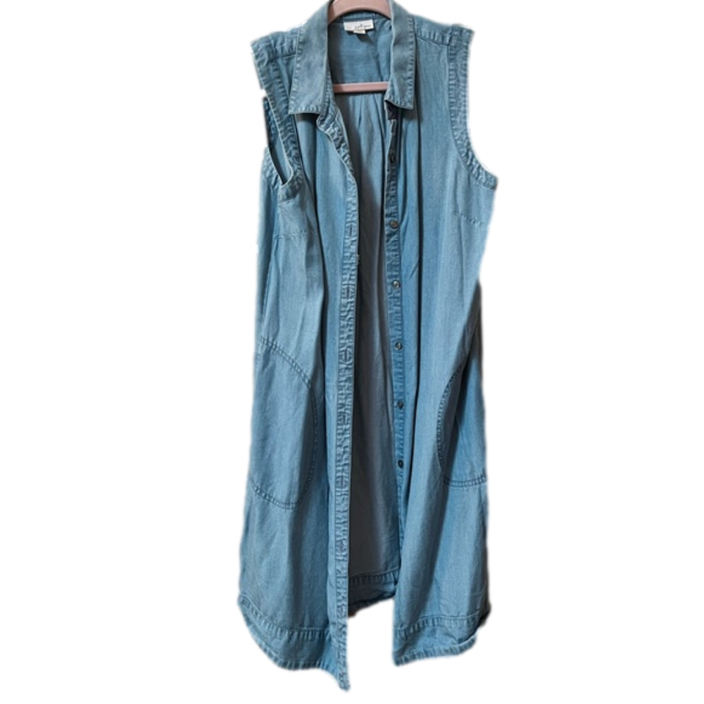 J. Jill Sleeveless Chambray Tunic Dress with pockets - Picture 3 of 10